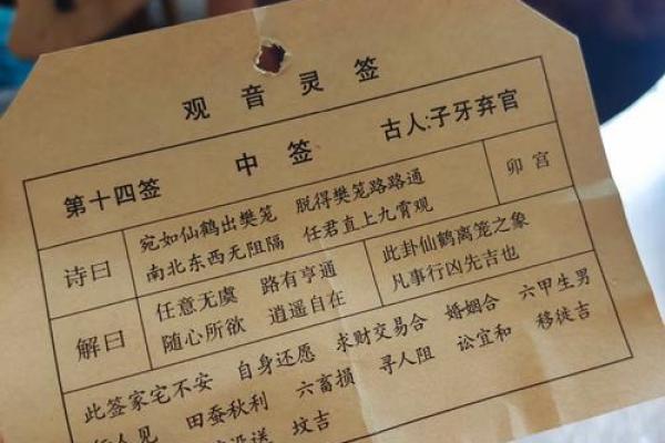 观音灵签签名 观音灵签签名