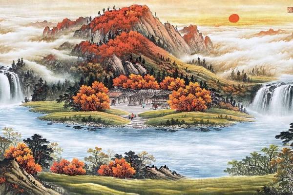 风水国画山水_家里挂聚宝盆山水画真的能改变风水嘛